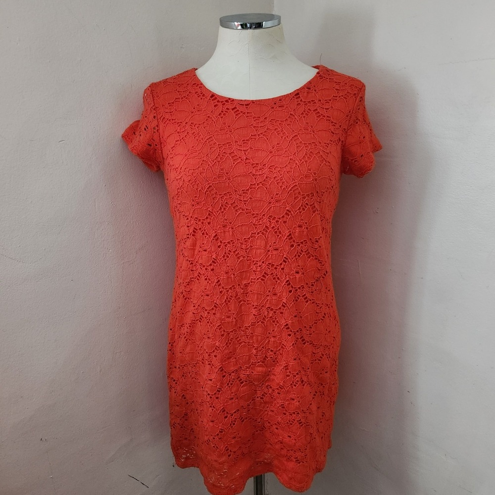 Maison Jules Orange Lace Dress‎ Women's Size Small
